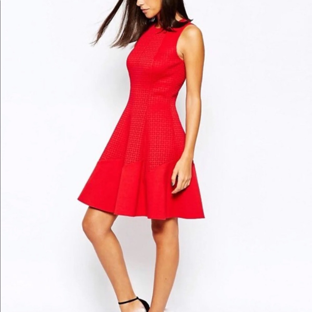 Reiss Red Cherry Pinot Dress Sz 8